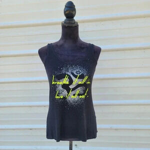 Gaiam Graphic Just Breath it All in Love it all Out Tank Top Black Yellow sz S